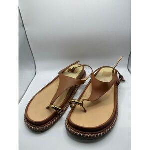 Dolce Vita Brown Leather Toe Ring Slingback Platform Sandals Womens 9.5